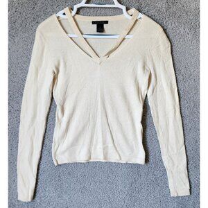 The Limited Women's L/S Cut‎ Out Strappy V Neck Sweater Silk Cashmere Y2K Size S